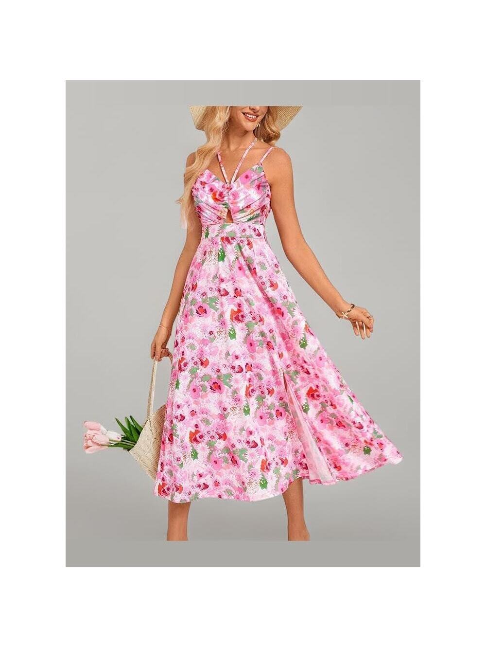 Grace Karin NWT Women's Pink Floral Maxi Sundress Size 2XL